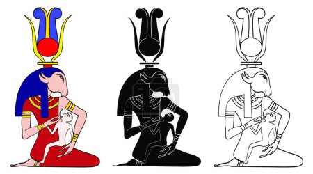 Ilustración de Isis esposa de Osiris y madre de Horus, ilustración vectorial simple - Imagen libre de derechos