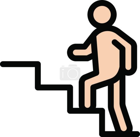 Ilustración de Hombre en las escaleras icono, vector de ilustración - Imagen libre de derechos