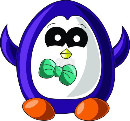 Illustration for Cute cartoon penguin. Draw illustration in color - Royalty Free Image