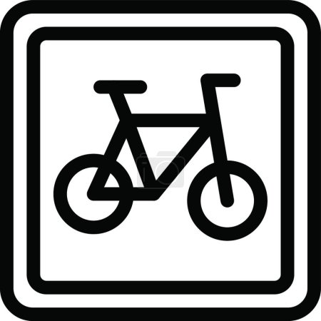Téléchargez les illustrations : Vélo panneau de signalisation vectorielle illustration - en licence libre de droit