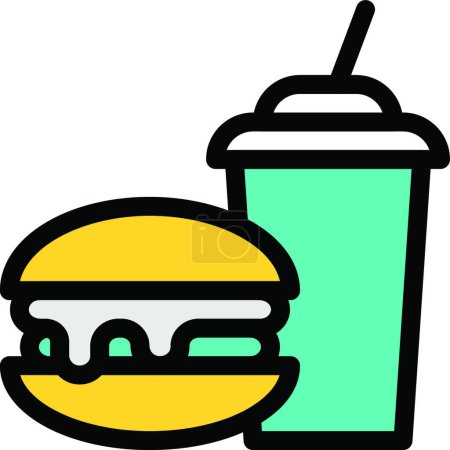 Téléchargez les illustrations : "fast food "illustration vectorielle icône web - en licence libre de droit