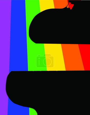 Téléchargez les illustrations : Guitare LGBTQ Rainbow, illustration vectorielle simple - en licence libre de droit