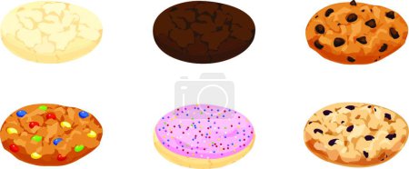 Illustration for Chocolate Chip, Fudge, Iced, Sugar, Oatmeal Cookies - Royalty Free Image