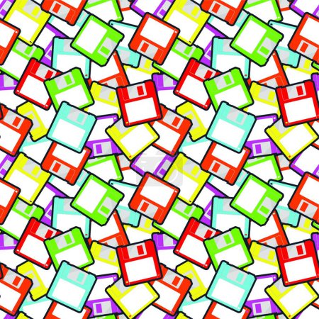 Ilustración de "Colorful Diskette Pile Repeating Seamless Background" - Imagen libre de derechos