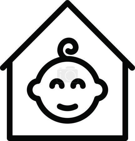 Ilustración de Niño en el icono de la casa, ilustración vectorial - Imagen libre de derechos