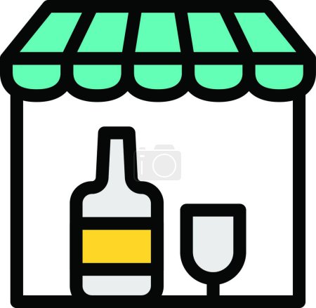 Téléchargez les illustrations : Icône de la boutique de vin, illustration vectorielle design simple - en licence libre de droit