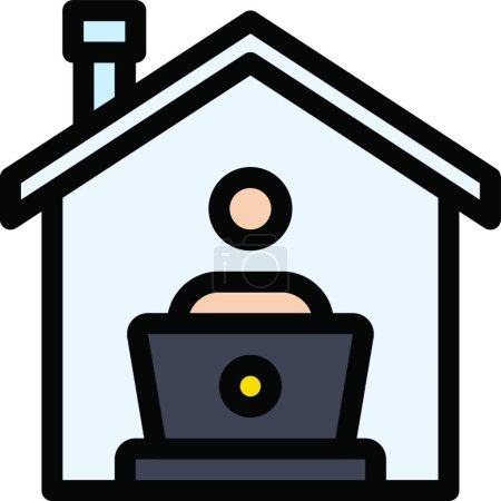 Téléchargez les illustrations : Home working icon illustration vectorielle - en licence libre de droit