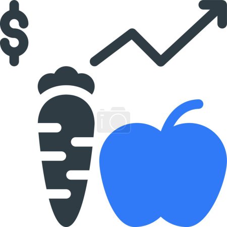 Ilustración de Zanahoria y manzana aumento icono vector ilustración - Imagen libre de derechos
