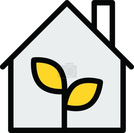 Téléchargez les illustrations : Icône de maison verte, illustration vectorielle design simple - en licence libre de droit