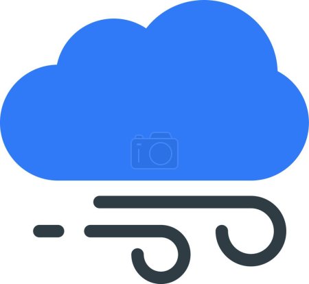 Téléchargez les illustrations : Icône de vent nuage, illustration vectorielle conception simple - en licence libre de droit