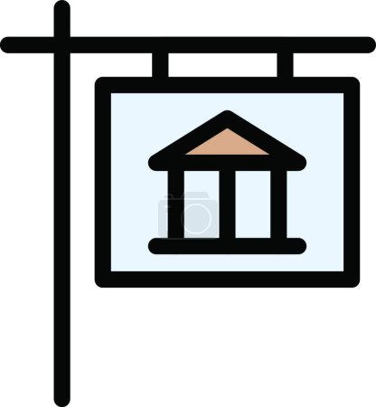 Téléchargez les illustrations : "panneau de musée "illustration vectorielle icône web - en licence libre de droit