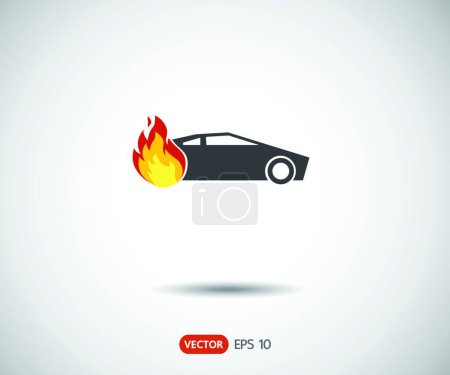 Illustration for "car fired Vehicle insurance Icon. Flat pictograph Icon design, Vector illustration" - Royalty Free Image