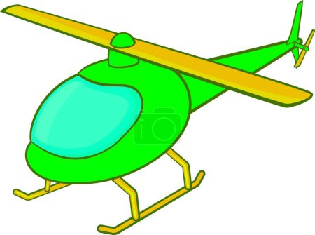Téléchargez les illustrations : Icône hélicoptère vert, style dessin animé - en licence libre de droit