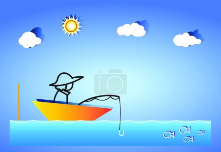 Ilustración de Pesca en barco vector ilustración - Imagen libre de derechos
