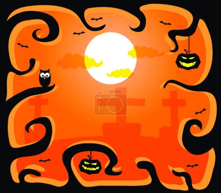 Illustration for Halloween card, colorful vector illustration - Royalty Free Image