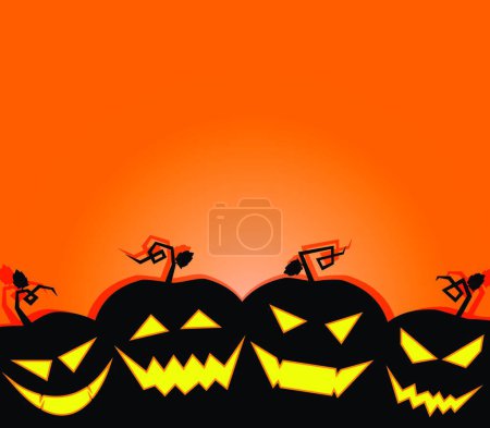Téléchargez les illustrations : Illustration vectorielle citrouilles Halloween - en licence libre de droit