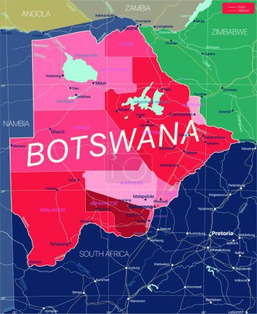 Ilustración de "Botswana país mapa editable detallado" - Imagen libre de derechos