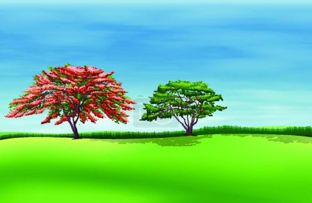 Téléchargez les illustrations : Environnement avec illustration vectorielle des arbres - en licence libre de droit