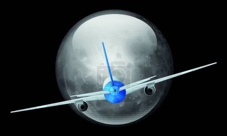 Ilustración de Ilustración de la luna y el avión - Imagen libre de derechos