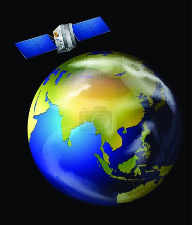 Illustration for Illustration of the Satellite orbiting Earth - Royalty Free Image