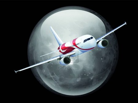 Illustration for Illustration of the Moon and Plane - Royalty Free Image