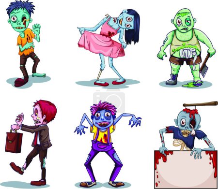 Téléchargez les illustrations : Illustration des zombies effrayants - en licence libre de droit