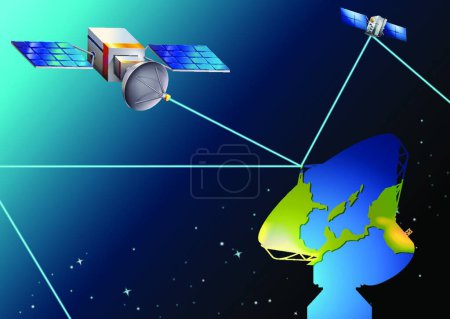 Téléchargez les illustrations : Illustration des satellites près de la Terre - en licence libre de droit