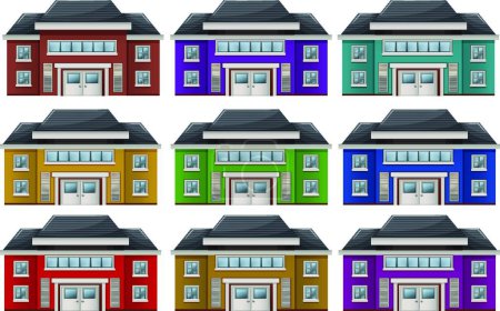 Téléchargez les illustrations : Illustration des maisons colorées - en licence libre de droit