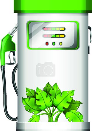 Illustration for "A gasoline pump with plants" - Royalty Free Image