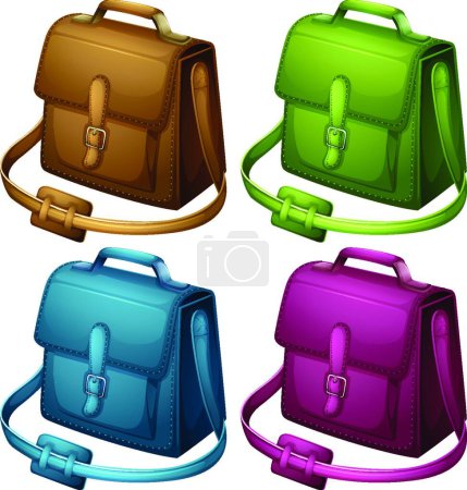 Ilustración de Ilustración de las cuatro bolsas de colores - Imagen libre de derechos