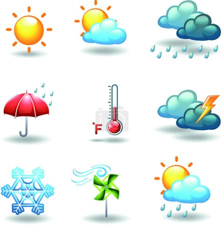 Ilustración de Ilustración de las diferentes condiciones meteorológicas - Imagen libre de derechos