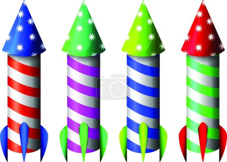 Illustration for Illustration of the Colorful rockets - Royalty Free Image