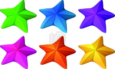 Téléchargez les illustrations : Étoiles de mer colorées, illustration vectorielle graphique - en licence libre de droit