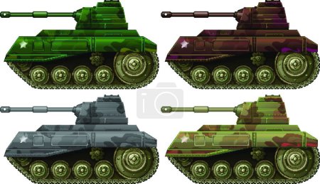 Ilustración de Cuatro tanques de combate, ilustración vectorial gráfica - Imagen libre de derechos