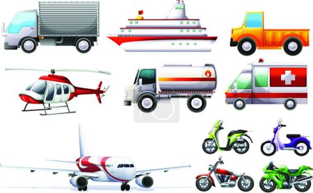 Illustration for Different transportations, graphic vector illustration - Royalty Free Image