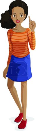 Téléchargez les illustrations : African-American Girl, illustration vectorielle graphique - en licence libre de droit