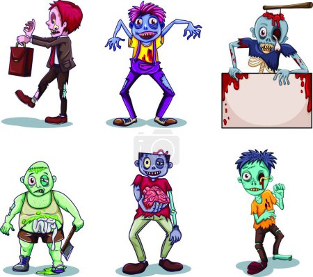 Ilustración de Zombies asustadizos, ilustración vectorial gráfica - Imagen libre de derechos