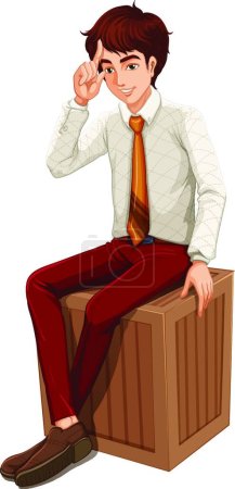 Téléchargez les illustrations : Un homme d'affaires assis, illustration vectorielle graphique - en licence libre de droit