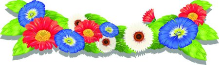 Téléchargez les illustrations : Fleurs fraîches colorées, illustration vectorielle graphique - en licence libre de droit