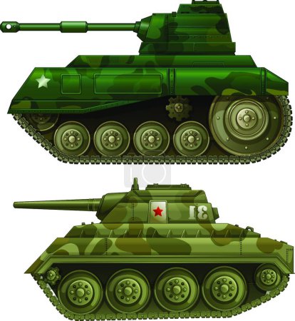 Illustration for Two armoured tanks vector illustration - Royalty Free Image