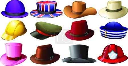 Ilustración de Diferentes diseños sombrero vector ilustración - Imagen libre de derechos