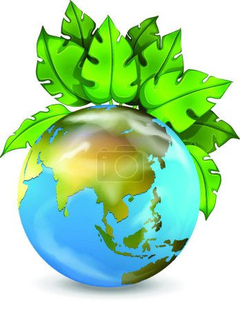 Ilustración de "Planeta Tierra con plantas verdes
" - Imagen libre de derechos