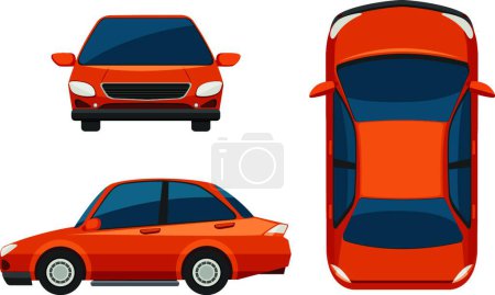 Téléchargez les illustrations : Illustration sur la voiture sous différents angles - en licence libre de droit