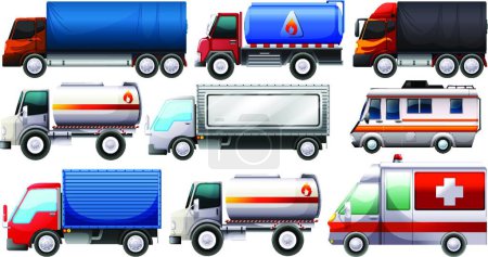 Ilustración de Diferentes camiones vector ilustración - Imagen libre de derechos