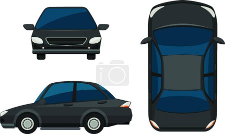 Téléchargez les illustrations : Illustration sur la voiture sous différents angles - en licence libre de droit