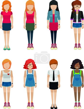 Illustration for Faceless teenagers  vector illustration - Royalty Free Image