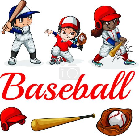 Téléchargez les illustrations : Joueurs de baseball illustration vectorielle - en licence libre de droit