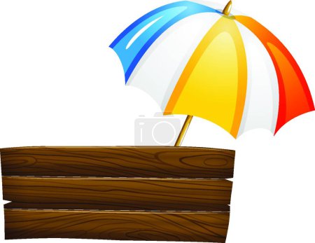 Illustration for "An empty signboard and an umbrella" - Royalty Free Image