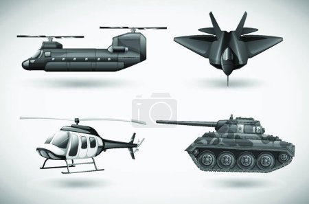 Téléchargez les illustrations : Illustration vectorielle des avions militaires - en licence libre de droit