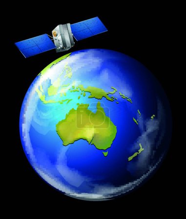 Ilustración de Satélite orbitando la Tierra hermoso vector ilustración - Imagen libre de derechos